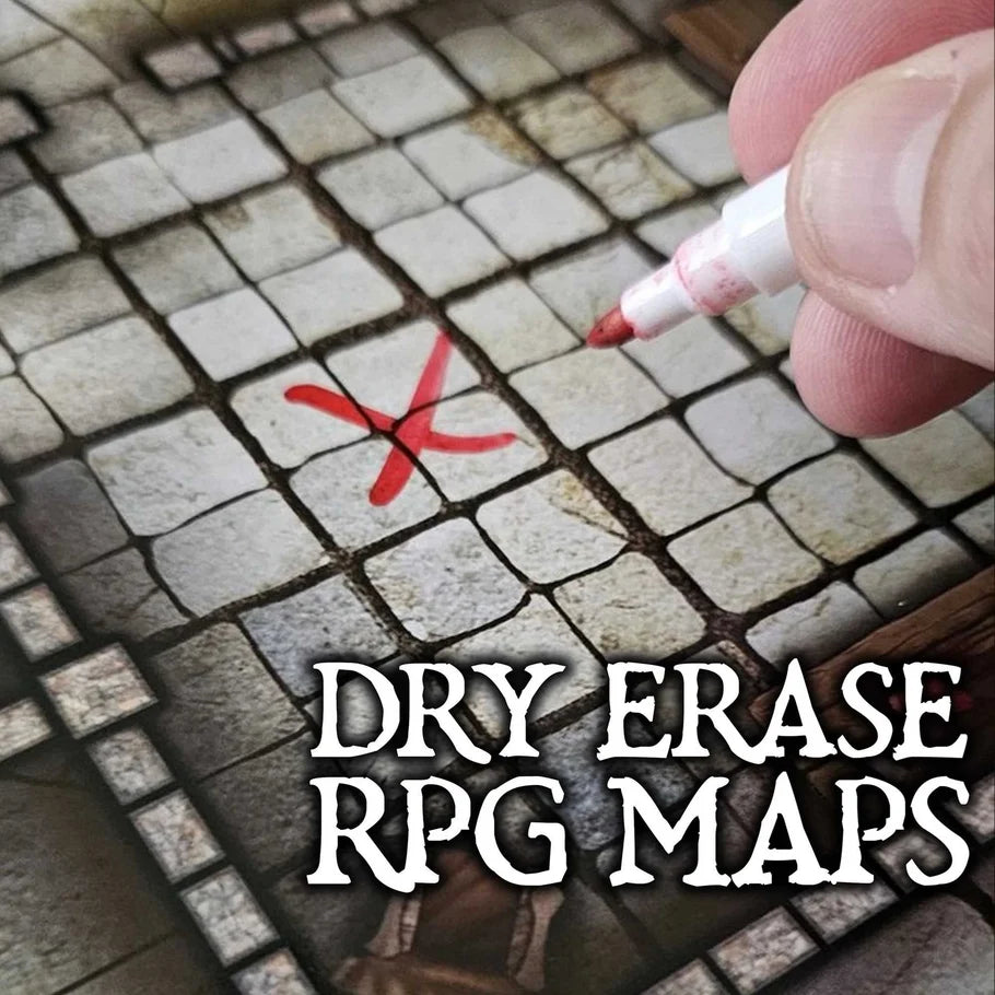 Essential RPG Battle Maps - Starter Set. 6 Plain Wet/Dry Erase Battle Maps with 1 inch grid