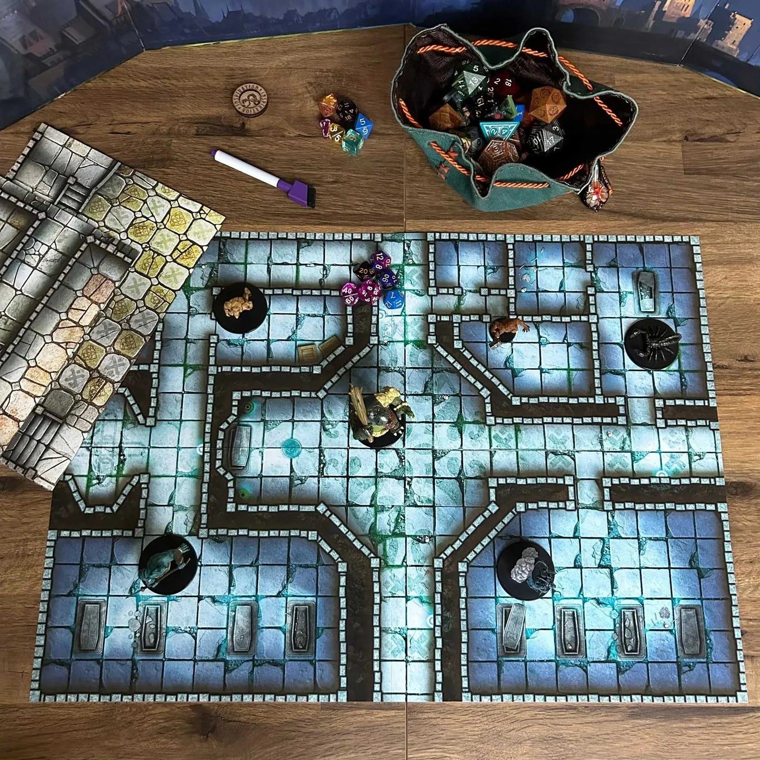Essential RPG Battle Maps - Dungeon Set. 6 Dry Erase Battle Maps with 1 inch grid
