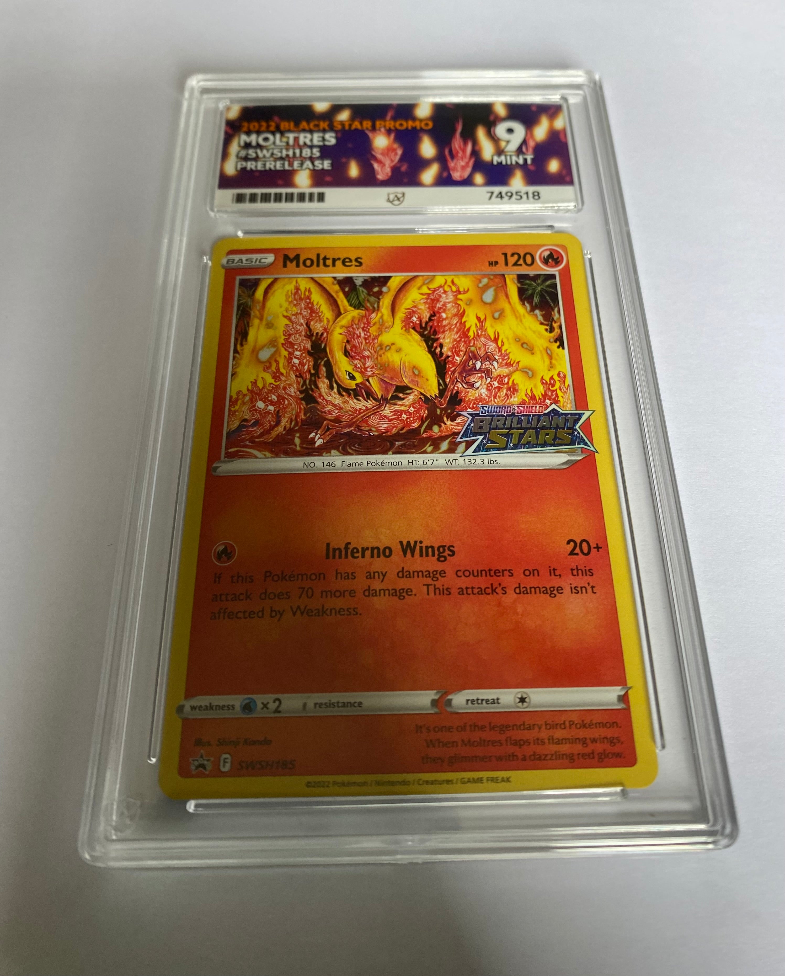 Moltres 2022 Black star promo Ace Grading mint 9